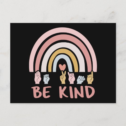 Be Kind ASL III – アメリカ手話 ポストカード (正面)