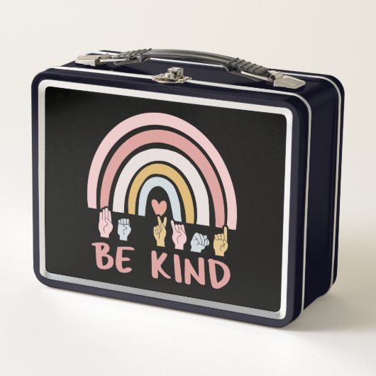 Be Kind ASL III – アメリカ手話 メタルランチボックス (正面)