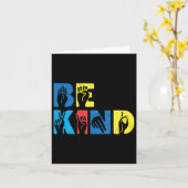Be Kind Asl Love Sign Language Hand Autism Awarene カード (黄色い花)