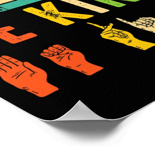 Be Kind Asl Sign Language Hand Autism Awareness Ki ポスター (角)