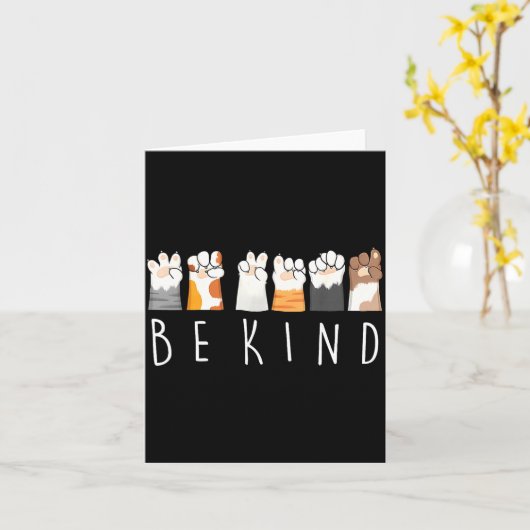 Be Kind Asl Sign Language Kindness Cat Paws Finger カード (黄色い花)
