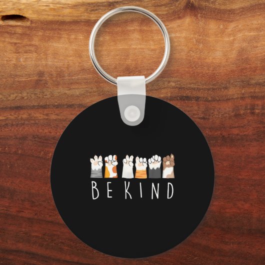 Be Kind Asl Sign Language Kindness Cat Paws Finger キーホルダー (正面)
