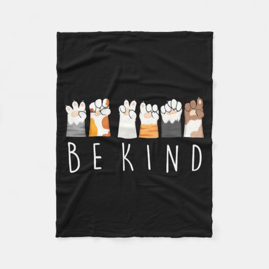 Be Kind Asl Sign Language Kindness Cat Paws Finger フリースブランケット (正面)