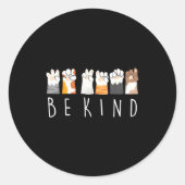 Be Kind Asl Sign Language Kindness Cat Paws Finger ラウンドシール (正面)
