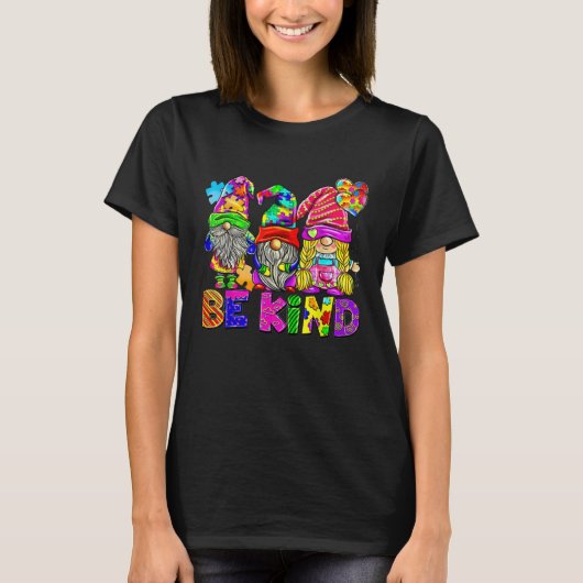 Be Kind Autism Awareness Gnomes Fighter Puzzle Kid Tシャツ (正面)