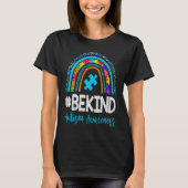 Be Kind Autism Awareness Leopard Rainbow Puzzle Gi Tシャツ (正面)
