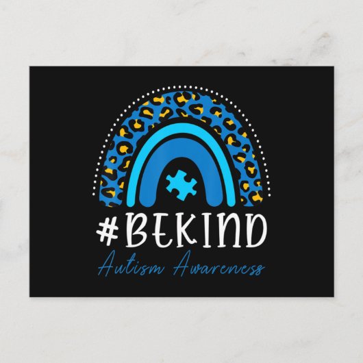 Be Kind Autism Awareness Women Girls Leopard Rainb ポストカード (正面)
