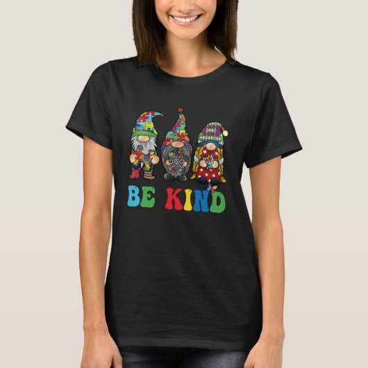 Be Kind Autism Gnomes Sunflower Autism Awareness M Tシャツ (正面)