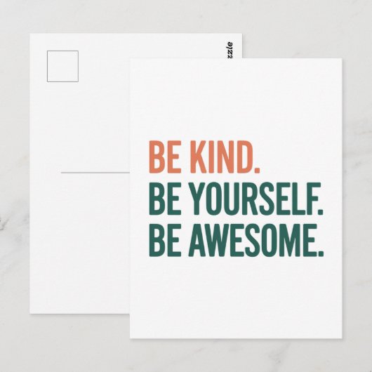 Be Kind. Be Yourself. Be Awesome. ポストカード (正面/裏面)