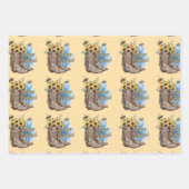 Be Kind Bees Western Cowgirl Boots Gift Wrap Paper ラッピングペーパーシート (正面)