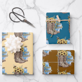 Be Kind Bees Western Cowgirl Boots Gift Wrap Paper ラッピングペーパーシート
