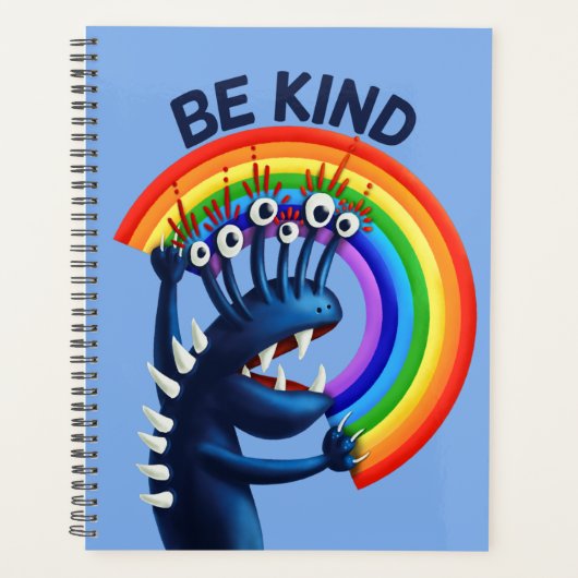 Be Kind - Cute Character Rainbowメッセー前向きジ プランナー手帳 (正面)