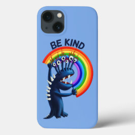 Be Kind - Cute Character Rainbowメッセー前向きジ iPhone 13ケース