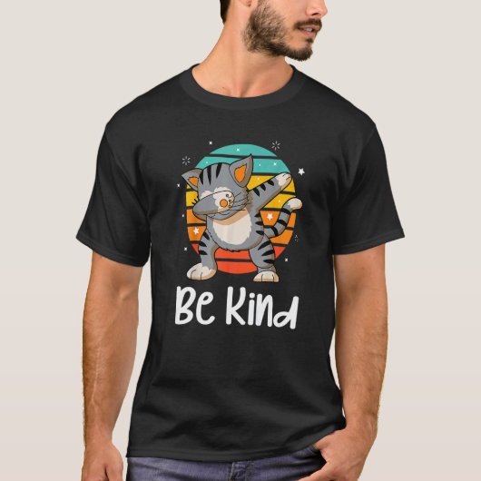 Be Kind Cute Dabbing Cat Unity Day Orange Women Ki Tシャツ (正面)