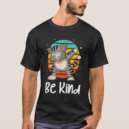 Be Kind Cute Dabbing Cat Unity Day Orange Women Ki Tシャツ (正面)