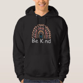 Be Kind Cute Graphic Boho Leopard Rainbow Womens K パーカ (正面)
