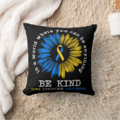Be Kind Down症候群認識度リボンヒマワリK クッション (ブランケット)