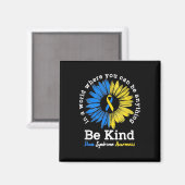 Be Kind Down症候群認識度リボンヒマワリK マグネット (正面/裏面)