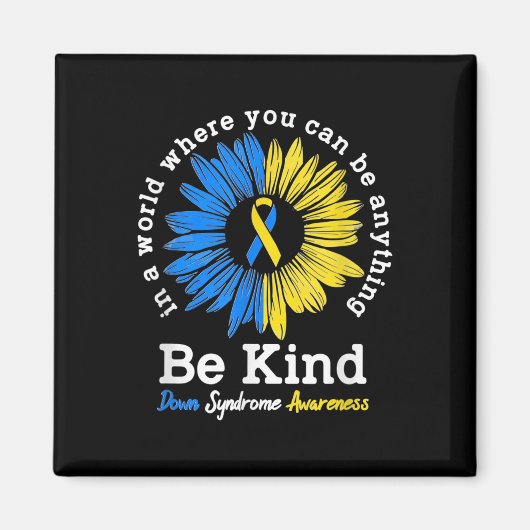 Be Kind Down症候群認識度リボンヒマワリK マグネット (正面)