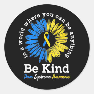 Be Kind Down症候群認識度リボンヒマワリK ラウンドシール