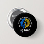 Be Kind Down症候群認識度リボンヒマワリK 缶バッジ (正面&裏面)