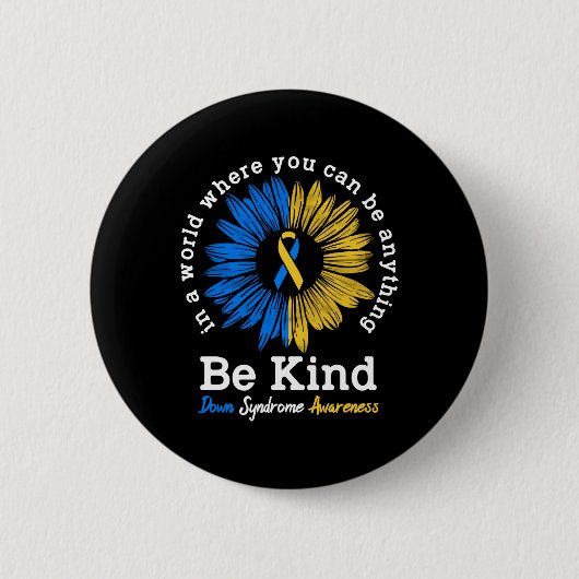 Be Kind Down症候群認識度リボンヒマワリK 缶バッジ (正面)