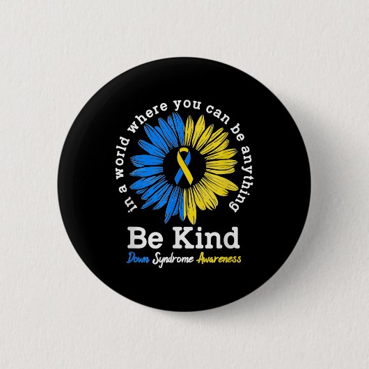 Be Kind Down症候群認識度リボンヒマワリK 缶バッジ (正面)