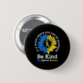 Be Kind Down症候群認識度リボンヒマワリK 缶バッジ (正面&裏面)