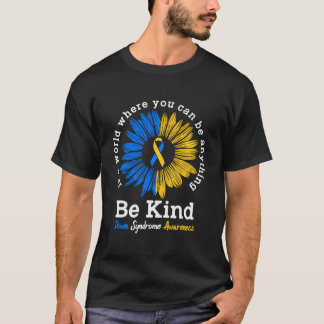 Be Kind Down症候群認識度リボンヒマワリK Tシャツ