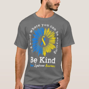 Be Kind Down症候群認識度リボンヒマワリK Tシャツ