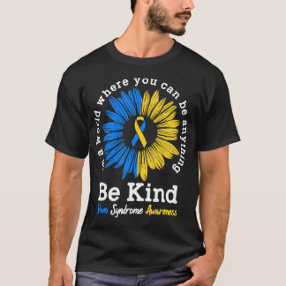 Be Kind Down症候群認識度リボンヒマワリK Tシャツ