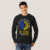 Be Kind Down Syndrome Awareness Ribbon Sunflower K Tシャツ (正面フル)