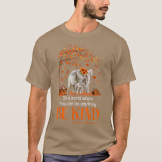 Be Kind Elephant Sunflower Orange Leukemia Awarene Tシャツ
