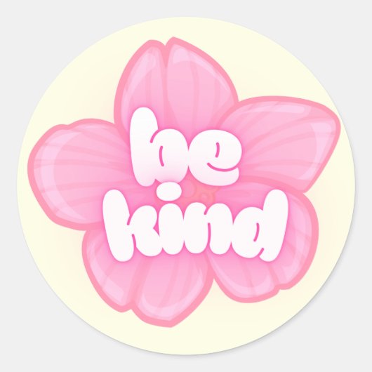“Be Kind” Flower Sticker ラウンドシール (正面)