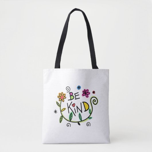 Be Kind Funny Modern Typography Minimalist トートバッグ (正面)