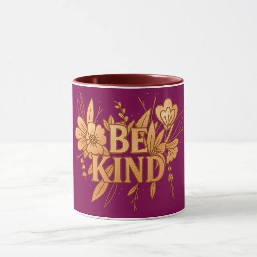 Be Kind | Gold Floral Inspirational Combo Mug マグカップ (中央)