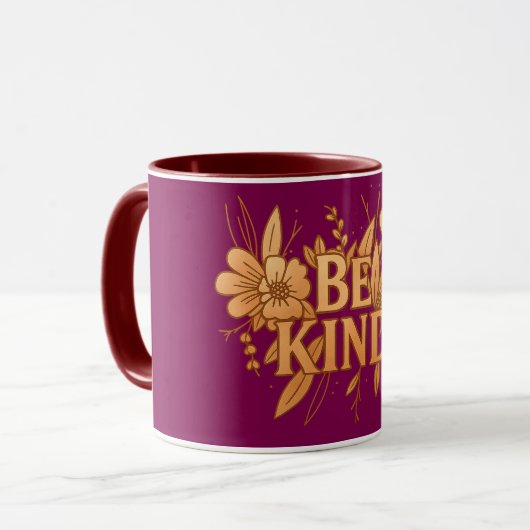 Be Kind | Gold Floral Inspirational Combo Mug マグカップ (正面左)