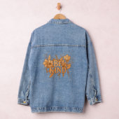 Be Kind | Gold Floral Inspirational Denim Jacket  デニムジャケット (ハンガー)