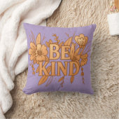 Be Kind | Gold Floral Inspirational Throw Pillow クッション (ブランケット)