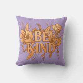 Be Kind | Gold Floral Inspirational Throw Pillow クッション