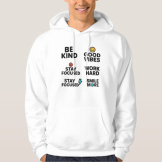 Be Kind, Good Vibes, Work Hard – Motivational Quot パーカ