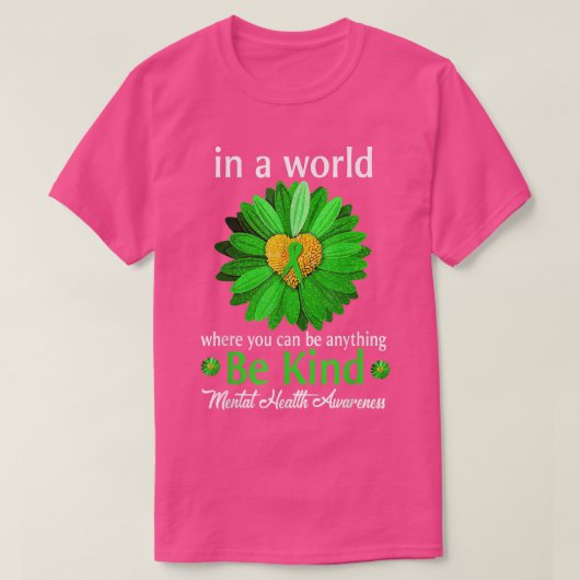Be Kind Green Ribbon Sunflower Mental Health Aware Tシャツ (デザイン正面)