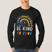 Be Kind Hand Sign Rainbow Autism Awareness Month F Tシャツ (正面)