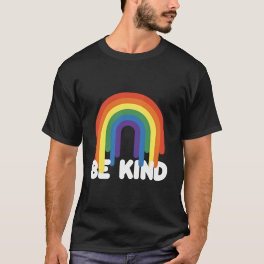 Be Kind Kindness Positivity Inspirational Rainbow Tシャツ (正面)