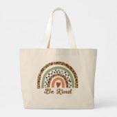 Be Kind Leopardプリントレインボーバック&フロント ラージトートバッグ (裏面)