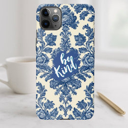 Be Kind Minimal Vintage French Toile Blue Rustic  iPhone 11Pro Maxケース