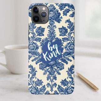 Be Kind Minimal Vintage French Toile Blue Rustic  iPhone 11Pro Maxケース