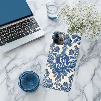 Be Kind Minimal Vintage French Toile Blue Rustic  iPhone 11Pro Maxケース