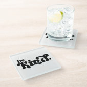 Be Kind Minimalist  – Bold Black Kindness ガラスコースター (アングル)