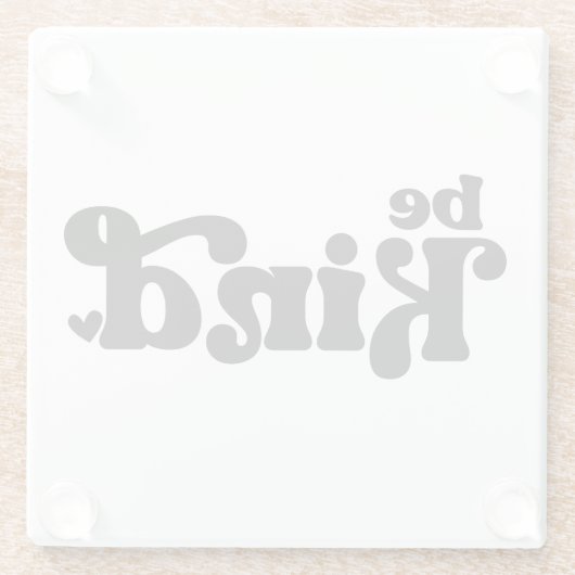 Be Kind Minimalist  – Bold Black Kindness ガラスコースター (裏面)
